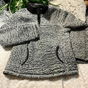 🩶 WONDER NATION LADIES SHERPA XL HOODIE GRAY W BLACK TRIM LIKE NEW CONDITION